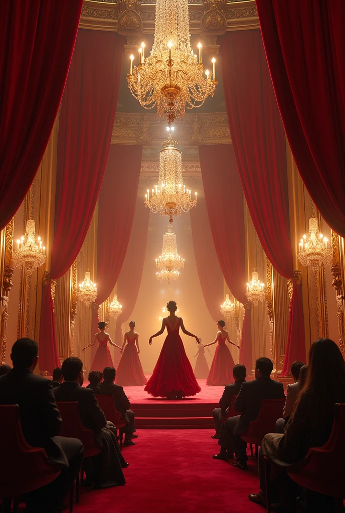 There is a massacre at the ball, everyone dead, and a lot of blood on the floor, people are lying on the ground. And standing, just the two of them in the center, appalled by everything that happened.
