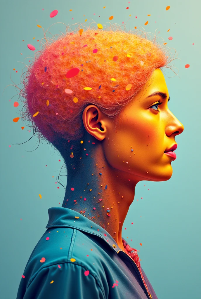 a girl,  illustration,  cover art,  (((red))),  portrait,  red background,  red splash