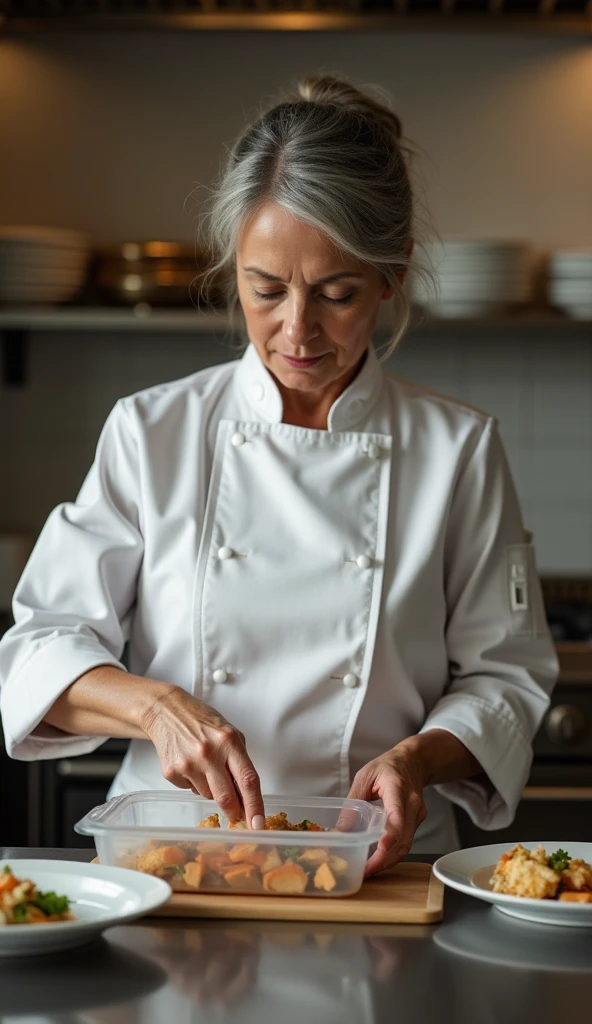 Woman working as a pastry chef in her kitchen