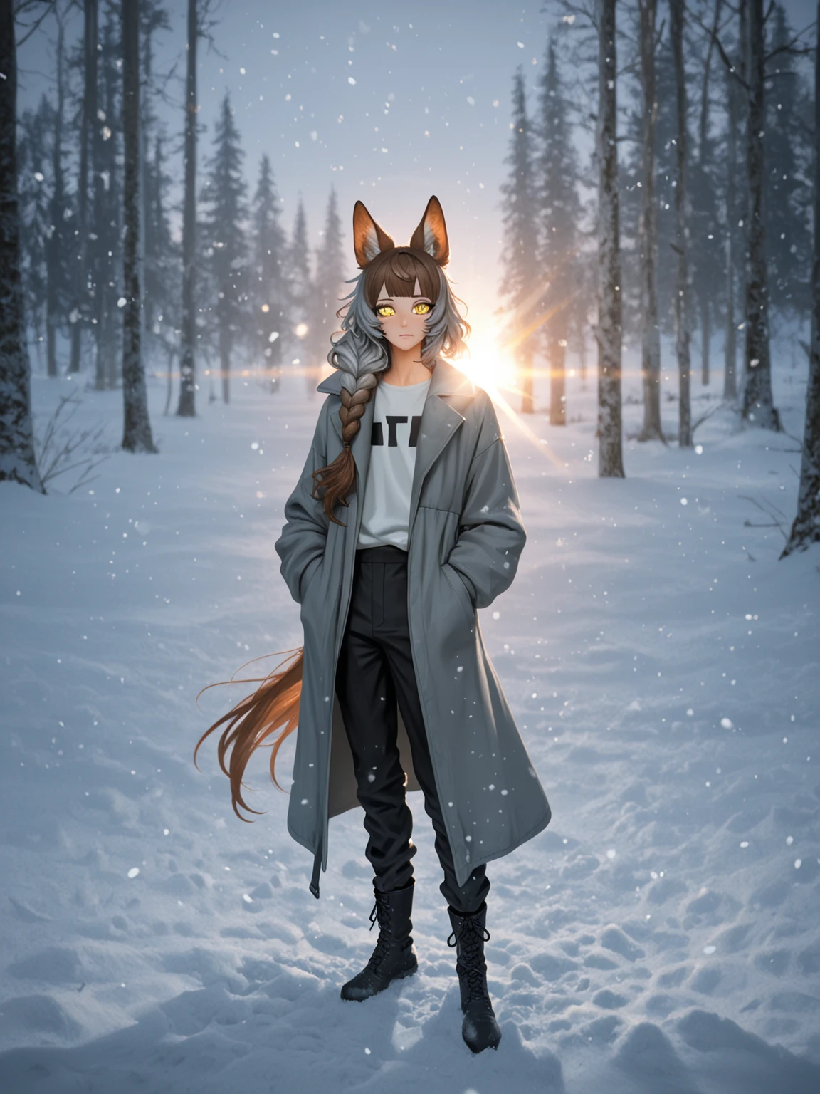 <lora:furryart:1.0>, (furryart:1.0), furry, anthro, drawing,  painting, 
<lora:TheNightFeeling2:1.0>, thenightfeeling,a snow covered street with a tree and fence at night time with a street light in the distance and a snow covered sidewalk, 1girl, arm belt, bamboo, bamboo forest, blurry, bow, burning, depth of field, dress shirt, embers, fire, flame, forest, hair bow, hair ribbon, highres, long hair, long sleeves, looking at viewer, midriff, nature, navel, ofuda, pants, red eyes, red pants, ribbon, serious, shirt, solo, suspenders, tress ribbon, very long hair, white hair, white shirt