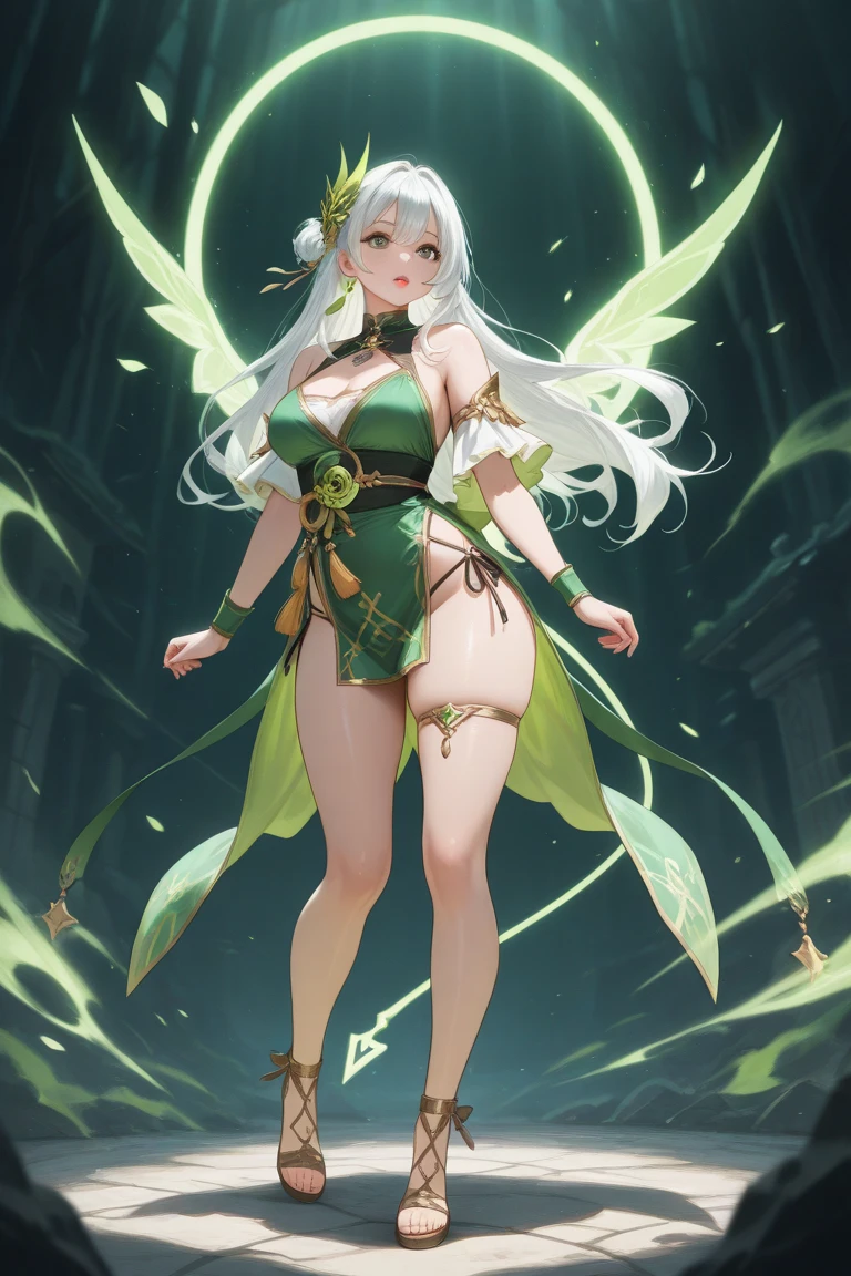 Anime girl with green hair and green wings holding a flower, Elf character, Maple Story Character Art, Official Art, Elf Girl wearing an flower suit, lady powder, 像Fairy一样微笑, Official Artwor末, Elf, Official Character Art, Fairy, Fairyrie, Elf Girl, Elf Art, Fairy