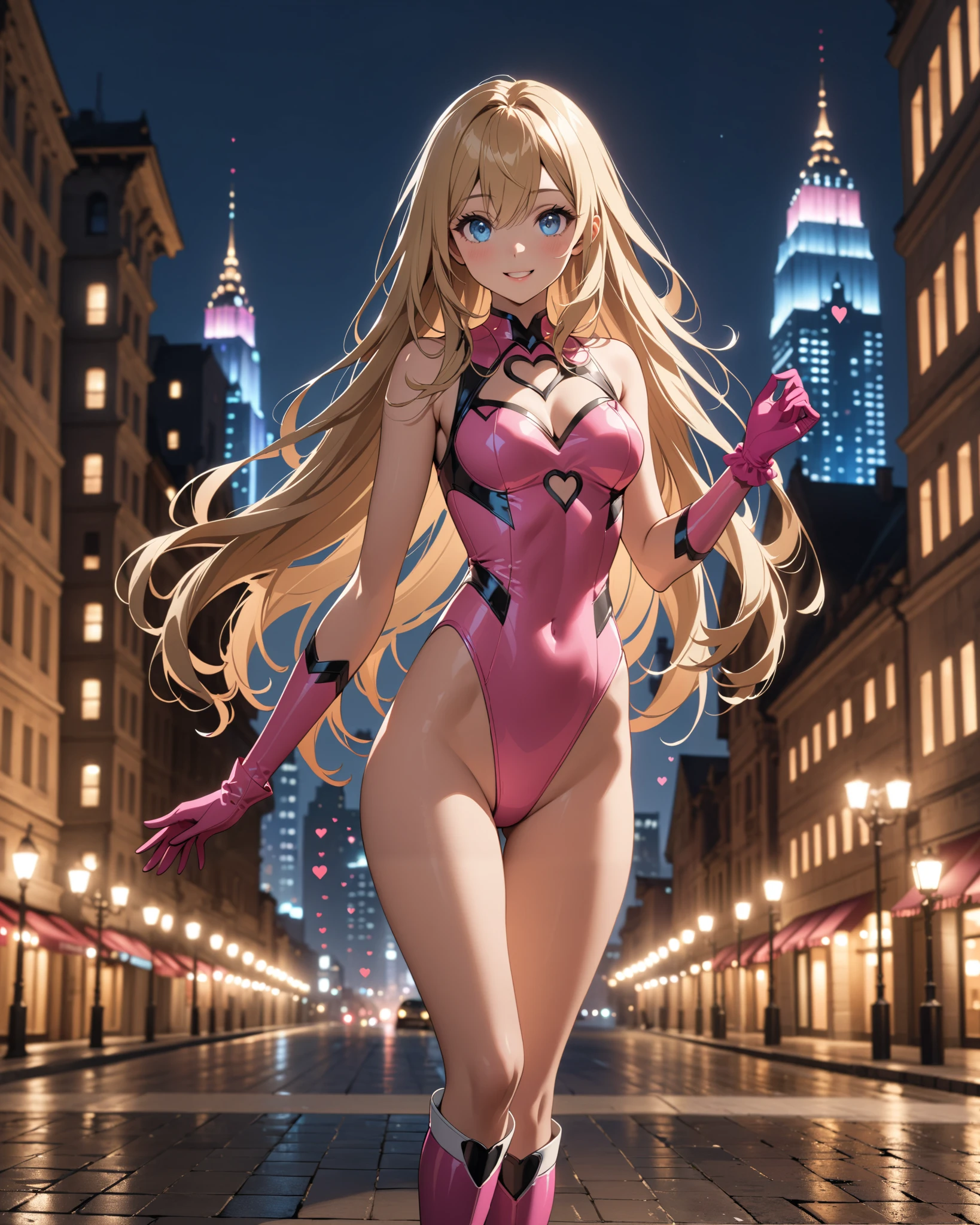 masterpiece, 最high quality, high quality, Full HD, Full HD, Absurd, town, city, high school girl, fun, Grin, Are standing, View your viewers, Long Hair, expensive, thin, At night, anime、leotard、(leotard:1.3)、(ハイレグleotard:1.3)、Browsing Caution、Browsing Caution、barefoot、barefoot