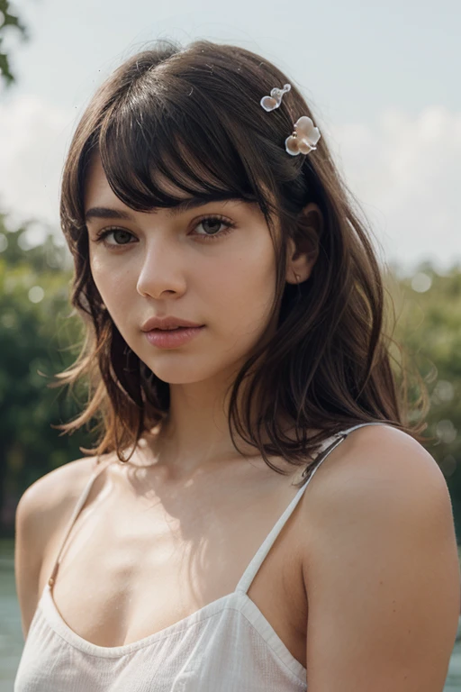 1 girl, influencer, name sophia, teen, edad16, Alone, (((HAIR SHORT))) ultra realistic, looking at the viewer, morado, bare shoulders, with a flower in her hair ((Honey eyes)), whole body, jacket black, sweater, dress, wiki, off the shoulders, park, ultra realistic, a sexy, beautiful, White skin, well detailed, pink cheeks, pink lips, Ultra sexy.