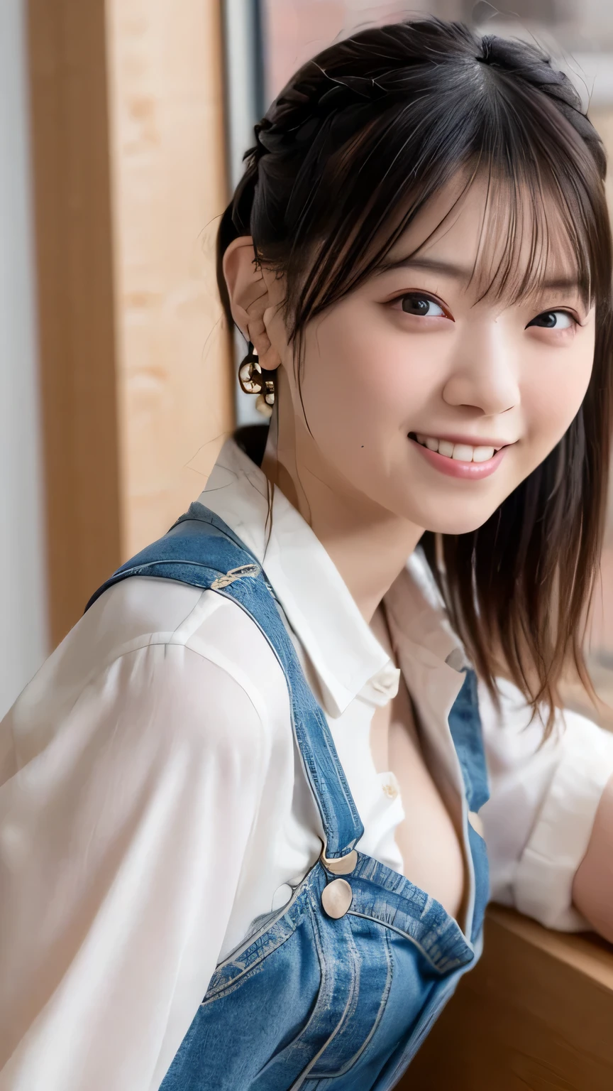 Highest quality, masterpiece, Ultra-high resolution, (Realistic:1.4), Beautiful woman, ((Big Breasts:1.3)), (((Short Bob))), (((Red Ash))), Beautiful Skin, Fine skin, 魅惑的なsmile, Background blur, smile, Hair over the ears, beautiful girl, Fair skin, Voluptuous, Plump body, (((((One girl)), ((Highest quality)), (Super detailed), (Very detailed CG 統合 8k 壁紙), Very detailed, High-resolution RAW color photos, Professional photography, ((美しいBig Breasts)), peanut butter brown hair, Great face and eyes, Pink Eyes, (Amazingly beautiful girl), School, (((Sleeveless knit dress with buttons and collar))), Camel Toe, Sitting, (Legs wide open),)))