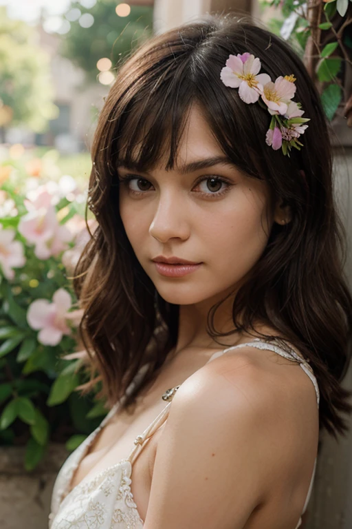 A beautiful girl in a vibrant garden, surrounded by blooming flowers and lush greenery. She has mesmerizing detailed eyes, rosy lips, and a graceful posture. The sunlight filters through the leaves, casting a gentle glow on her face. The scene is rendered in a realistic and photorealistic style. The artwork is of the best quality, with ultra-detailed features, capturing every intricate detail of the girl and the garden. The colors are vivid and vibrant, creating a visually stunning composition. The lighting is carefully crafted to enhance the ambiance of the garden, with soft and warm tones. The overall image quality is of 4K resolution, ensuring a high-resolution masterpiece.