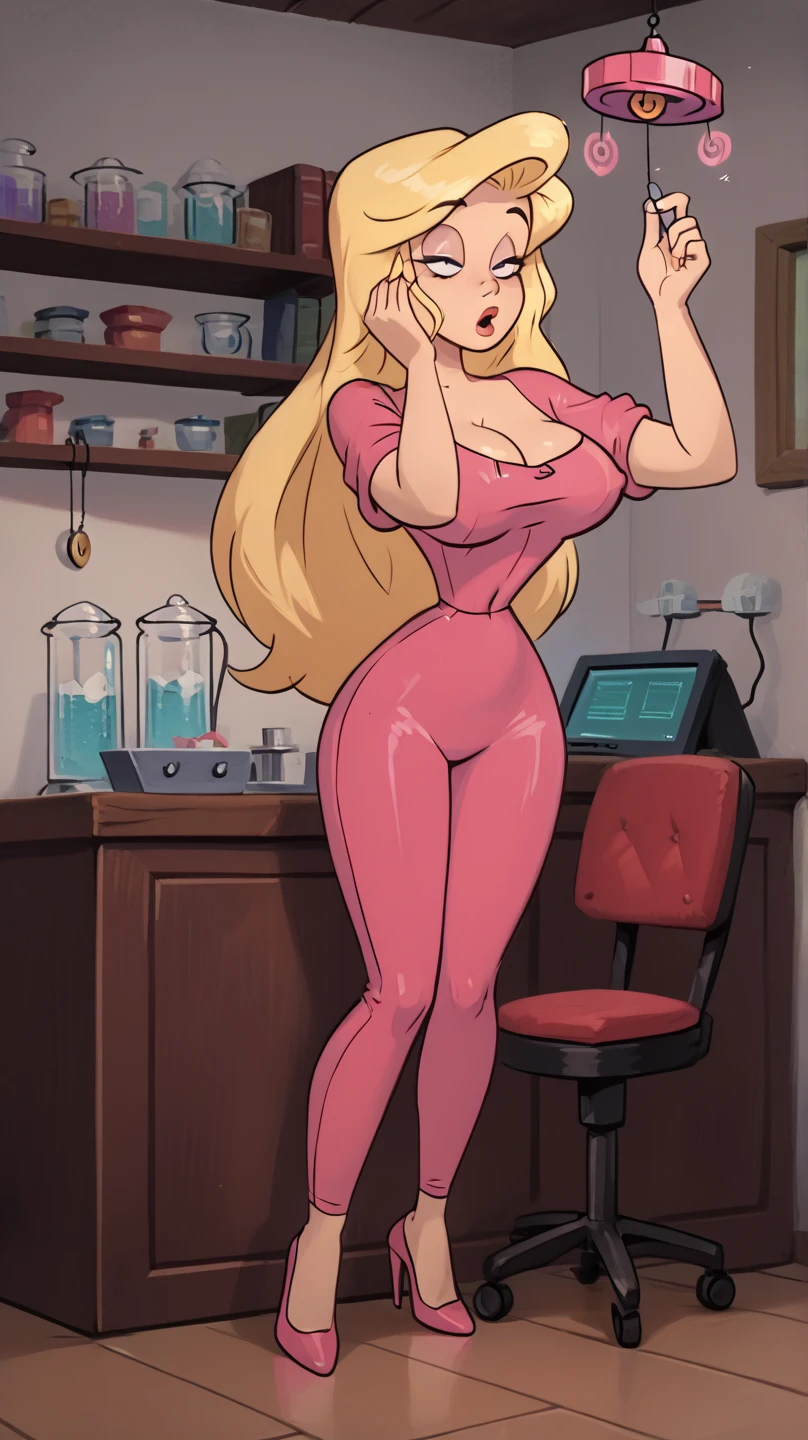 score_9, score_8_up, score_7_up, score_6_up, score_5_up, score_4_up, (Source furry), (rating nsfw), 1girl solo, portapotty, sitting down, glasses, callie briggs, detailed, detailed fur, rear view, full view, legs, purple heels, white bra,  sighing, thicc, hula skirt, interior, blonde hair, sexy, panties at feet, urination, toilet