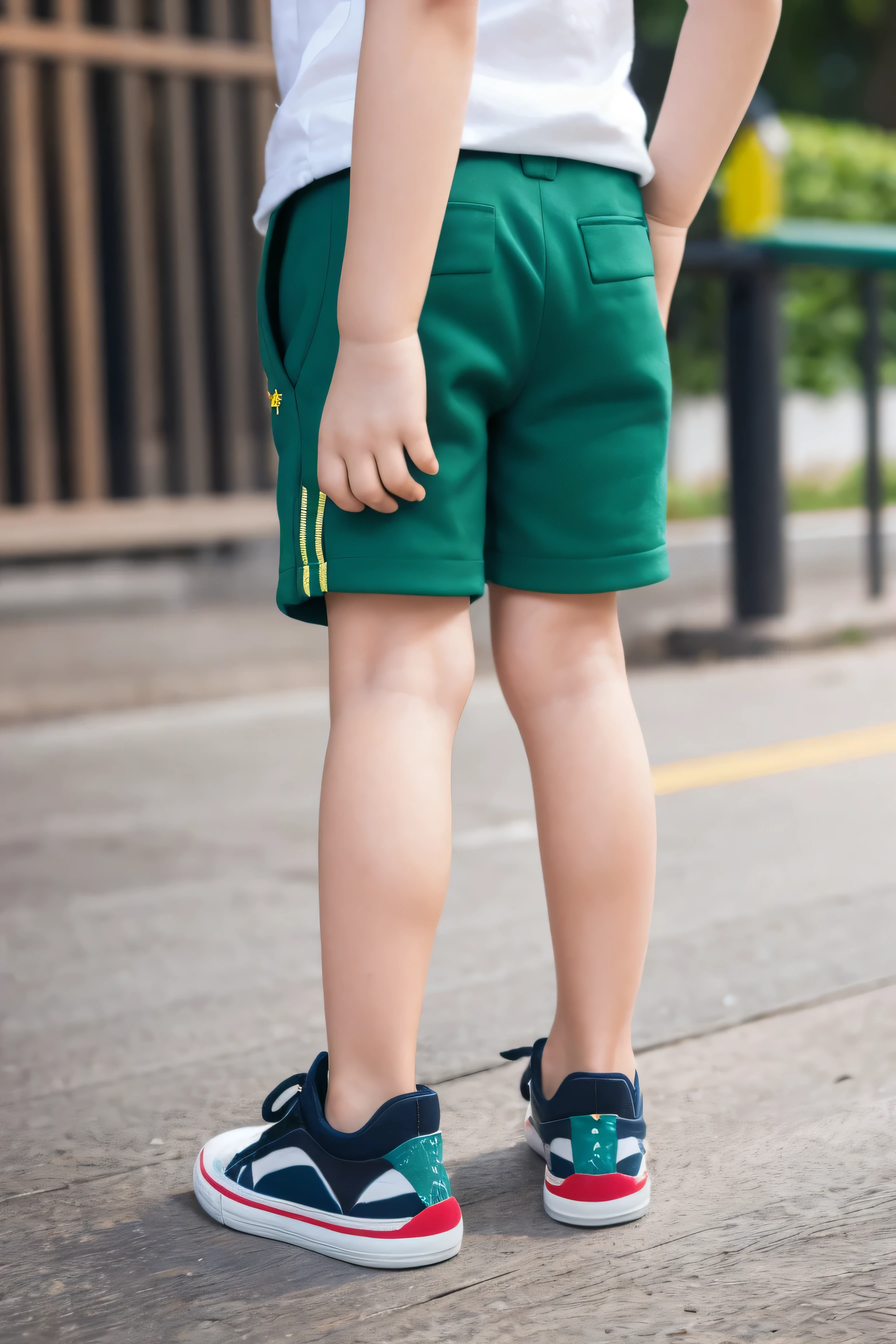 ((masterpiece, best quality)), (complex light), 1boy, full body, solo, child, brown hair, blue shirt, yellow shorts, walking, (in the picture ratio 1:2), play with a birthday ball, low angle shot, joy, perfect quality, clear focus, (Masterpiece: 1.2) (Realistic: 1.2) (Bokeh) (Best quality) (Detailed skin: 1.3) (Intricate details) (8K) (Detail eyes) (Sharp focus), (Happy)