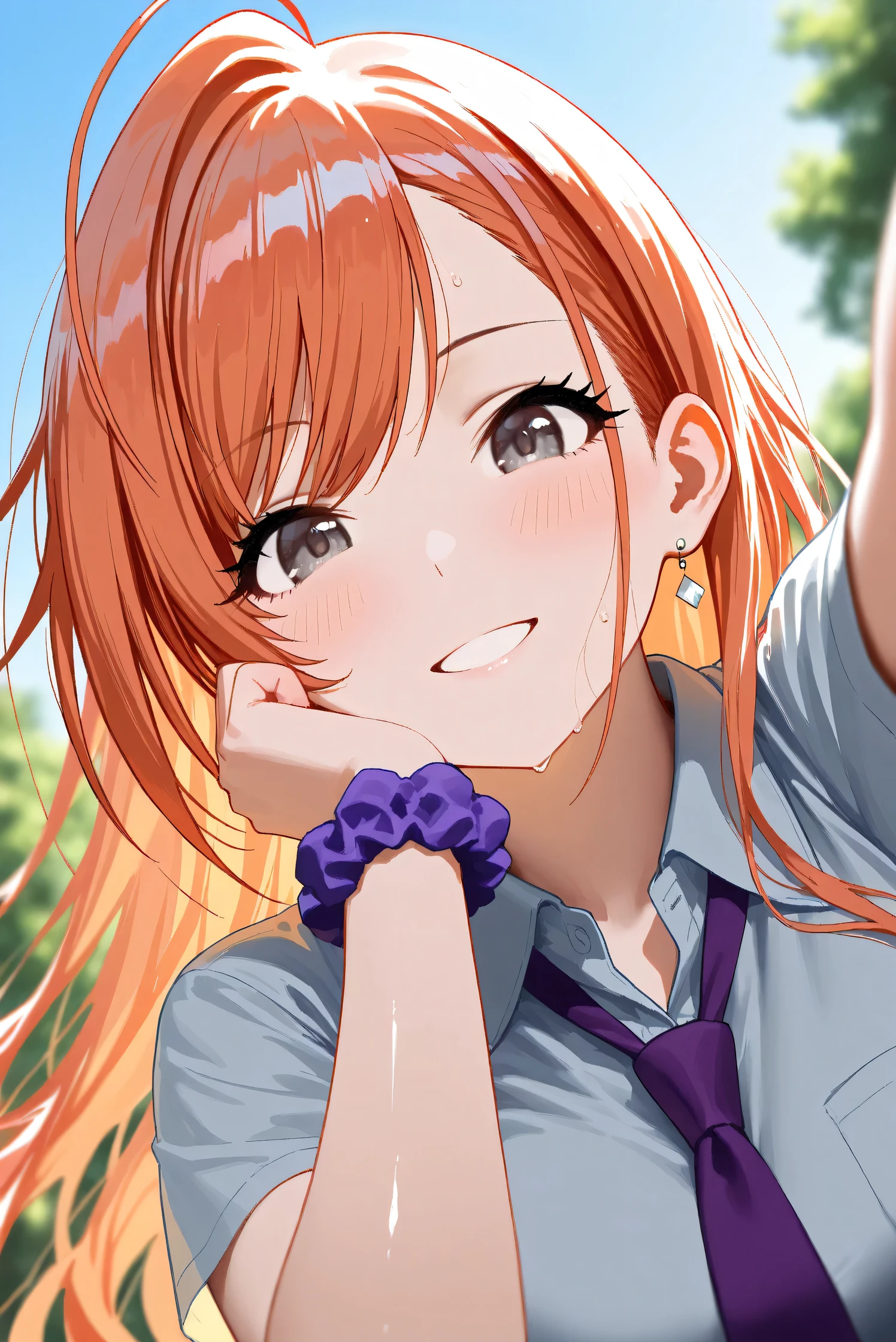 high school girl、smile、whole body