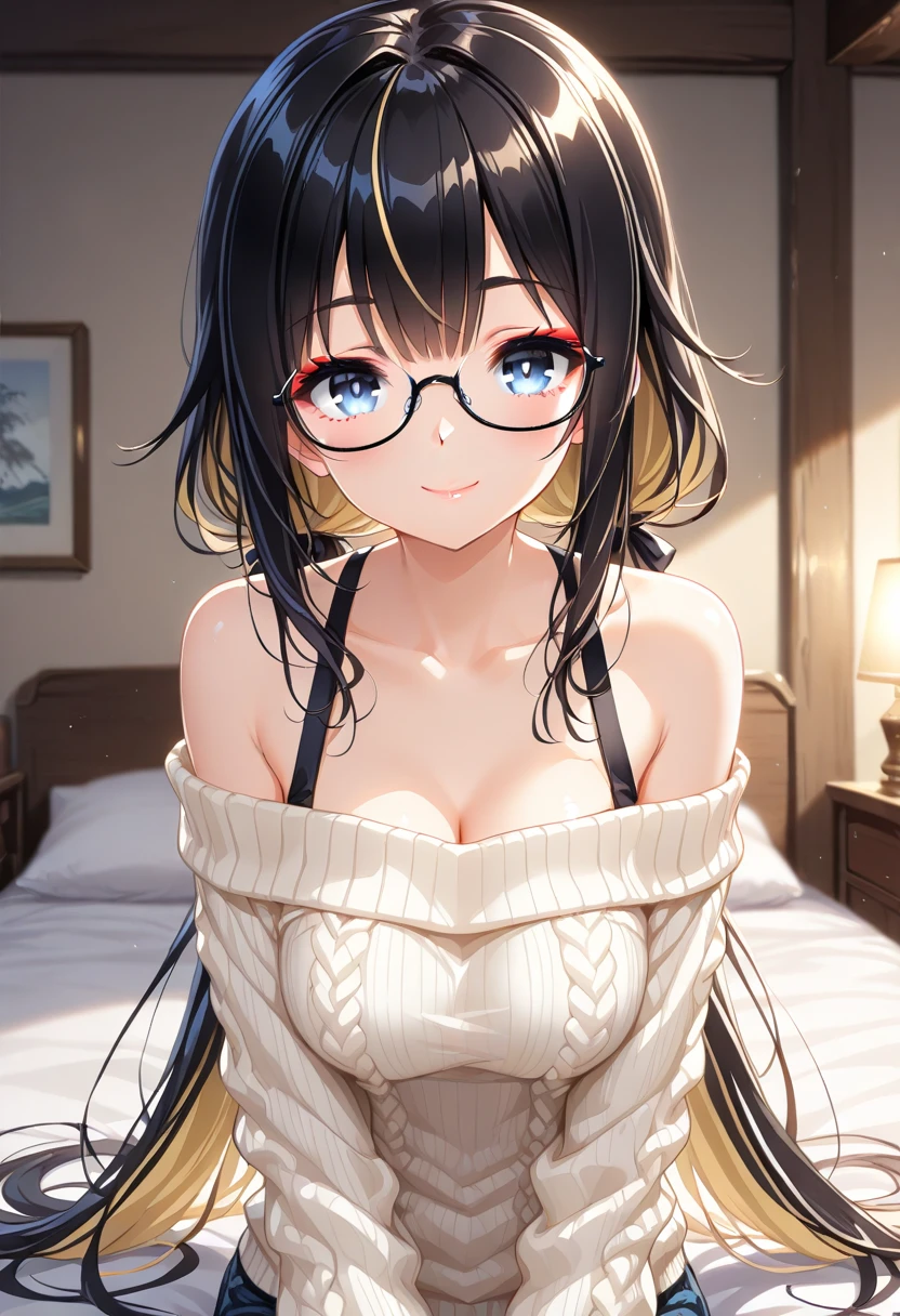 1人の女性、brown haired(Curta)、Brown eyes、Black-rimmed glasses、Ring piercing of the earlobe、Seductive、Santa Claus Dress、Chest chiller、NSFW
