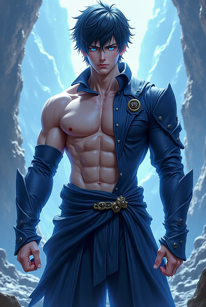 (max resolution: 1.2), (Ultra HDTV: 1.2), 8K resolution, Eye and skin details, detailed facial features, , (Sharp focus: 1, 2), ( Accurate focus) facial expressions: 1,2), 1 boy standing, 20-25 years old, (Blue hair), (Shirtless), Shirtless, Perfect muscles, 8 pack, (light sweat, white fluid, splashing all over the body), (Black briefs), Blue sky, Tree mortar, Transplant, ((Little drops of water on 8-pack abs)), (((water, water))), splashed all over his face, splashed all over his abs, splashed all over his body, his face turned red from embarrassment. ((There is a faint word SelenaAI in the corner of the photo)),Wear glasses