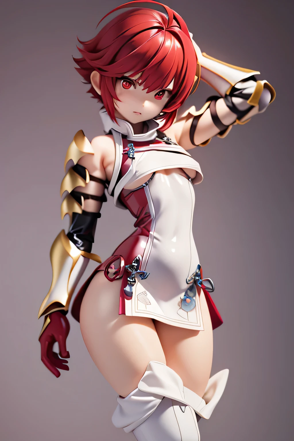 Anime, 1 girl, red hair, short hair, Drink water, red nectar (Skull saliva bottle), cool