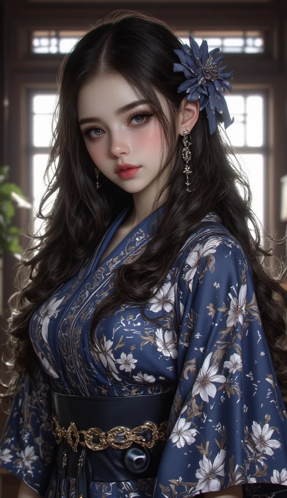 High quality, Masterpiece, Masterpiece, Traits du visage exquis, cheveux exquis, Des yeux exquis, cheveux de couleur exquise, 4K image quality, Beautiful light and shadow, Effet Tyndall, halo, messy hair, Young state, Beautiful scene, Exquisite clothing, chains, Plume, Ancient Chinese beauty with big, highly detailed eyes, digital painting, ArtStation, Art conceptuel, mise au point nette, illustration, Dessins de Greg Rutkowski et Alphonse Mucha et Victo Ngai