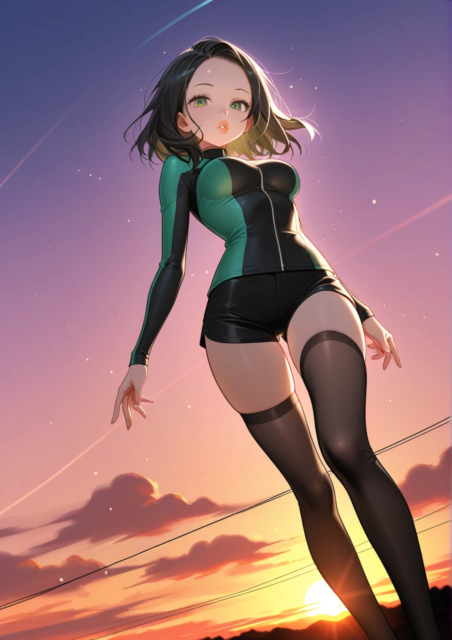 Slender beautiful girl、10th Generation、athlete、sleeveless Black T-shirt、Overalls、Off the shoulder、Gloves in hand、Curly Hair、Garden、Short stature、White sleeveless zip-up hoodie、Sideboob