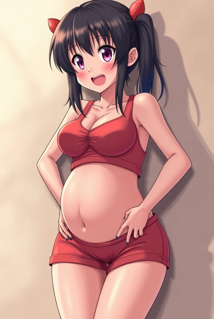 Cute exuberant naked girl with open legs and a giant dildo, very excited with big tits, NON-REALISTIC ANIME STYLE, showing her vagina asking to be hit against a wall. NSFW THAT SHE IS A PROSTITUTE 

