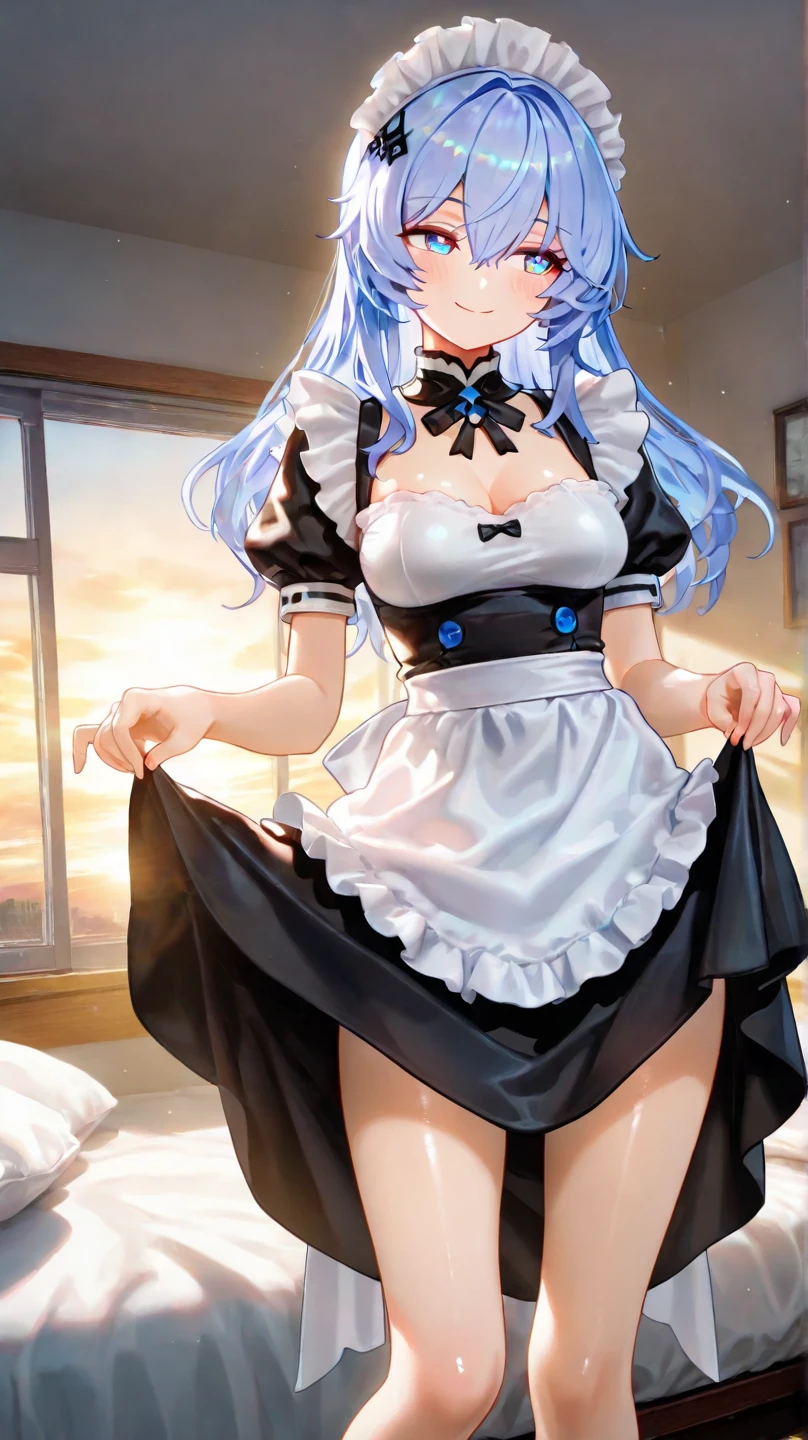 1girl in, Long hair, Bright hair color, Seductive eyes, mysterious expression, mature appearance, Attractive dresses, A flowing dress, Elegant Jewelry, complicated decoration, Magic Symbols, Glowing Accessories, potions, sscroll, Cute accent, the bow, bow ribbon, Flowers,