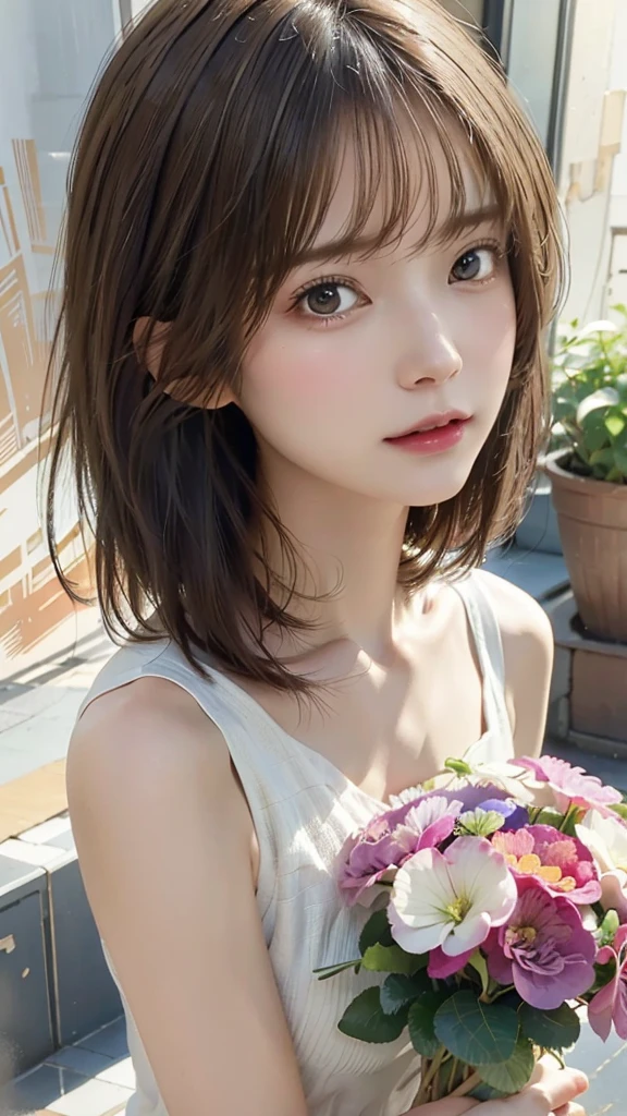 one girl, (a beauty girl, delicate girl:1.3), (14 years old:1.3),
break, (spring, Colorful clothes:1.3),
break, (amusement park:1.3), (Cherry blossoms fall:1.3), (wool gloves), perfectly trimmed fingers,
break, Extremely fine resolution, (Symmetrical eyes:1.3),
break, Small breasts, Brown eyes, parted bangs, brown hair,  girl,
break, (Eye and facial details:1.0), (Get closer to the face, Make your face bigger, Face Focus:1.0),Face close-up,
break, (masterpiece, highest quality, Very detailed, Detailed face, 8k),SakuraFubuki,Cherry blossom petals,smile,Random Pause、blue eyes、white gloves,ponytail、SakuraFubuki、gloves、break,look back,smile、closeup shot , (masterpiece、highest quality、Official Art:1.2)、(colorful)、Seeing the viewer、1 girl、Portraiture、alone、Colorful floating objects 、peekaboo、touching hair、balloon、amusement park、festival、White dress、Hurrah!、bye bye、Random sexy poses