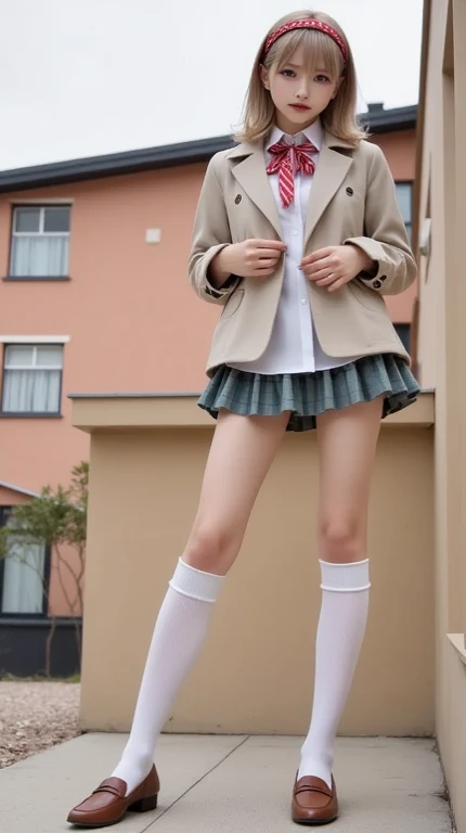 NSFW、super detailed、High resolution、transcendental beauty highest quality、masterpiece、navy high socks、Majimix Real、(Raw photo:1.2)、(Photoreal:1.4)、beauty in beautiful details and delicate expression、blonde、((I can see my))(squat)、earrings、eyelash、sparkling eyes、glossy lips、beautiful and fine eyes、huge file size、、(Japanese girls' high school uniform))、very detailed expression、finely、Highly detailed face movie lighting、16 year old girl、positive、((dynamic pose)))、(open stance))、(Skirt from bottom to top:1.5), pleated skirt、blazer、sexy upper eyes, (Spread your crotch to show your:1.5), (no pantiesー:1.5), (black short hair:1.5), (wet pussy:1.5), (no panties:1.8)、