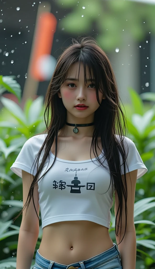 (Photorealistic: 1.2, With the highest quality, in 8K,Wetty:1.3 ), ( 20yr old, K-pop idols、 Sweat: 1.2, Wet:1.3、Colossal tits:1.5), Fine skin, (Film Lighting), Soft light, Double eyelids, ((excited、A sexy、Bust-up shot、pheromone、function))、(punk tshirt)、Punk Girl