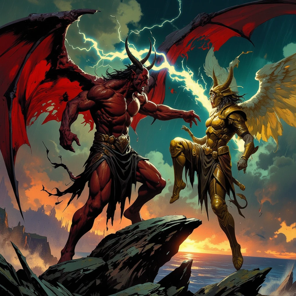 archangel fights demon