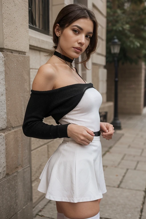 1girls, Nur, green Hair , 24 years old , beautiful, wonderful, Paris terrace, Paris skyline, afternoon, 1 girl, real, very high resolution, 8k, elegant blouse, plaza skirt ,luxury, pearl earrings, elegant, red lipstick, slight smile, business suit, shoes low, panoramic landscape, short shoulder-length brown hair just above the shoulder, stylish diamond jewelry, Best Quality, 8K, Masterpiece:1.3)), Focus: 1.2, Perfect Body Beauty: 1.4, Hips: 1.2, , High Detail Facial and Skin Texture, Thin Eyes, Double Eyelids, , ,