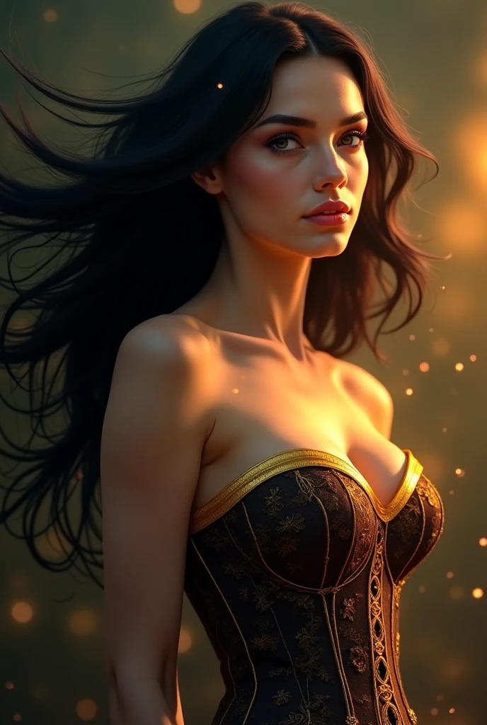 The dancer dances gracefully, a torn dress, a beautiful face, big brown eyes, long brown wavy hair, huge breasts, ([19th|20th] century, 1928:1.0)
(Richard Anderson, Greg Rutkowski:0.8)
(Artstation:0.8)
(expressionism, abstractionism:1.4)
(8k textures, ultra detailed, hyperdetailed:1.2)