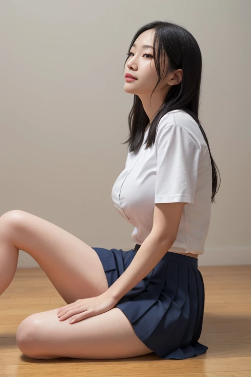 The ultimate beauty of real Korean girls., My hair is naturally straight., very delicate, Straight face, A beautiful girl that no one can compare to, soft, Dreamy quality, 14 year old nun, Exaggerated facial features, solid color, Frank Holly, delicate face, Bright lips opened slightly., Thin waist, soft curves, True light and shadow, very good, 4k, move naturally, realistic, Ultra high resolution, ((at church)), (Wear a nun's outfit),(Village health worker:1.4), (topless:1.4),(She was sitting on a chair with her legs spread wide in the church.:1.4), (big breasts), (((1 girl))), (Various angles:1.4), (Photo taken from below in front)