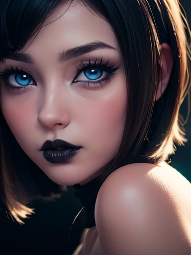 Photography, ProFessional Full-body, (detailed Face and eye:1.4), nudes, ojos morados, (Escotes profundos:1.3), colorFul, color photography oF woman, desnudos, (maquillaje oscuro), collar, pendientes, (dark lipstick), labios partered, sharp Focus, Focus on Face, incredibly sharp details, extremadamente detallado, (gigantic breasts in Frame:1.1), Alta calidad 4K, 8K, depth oF Field, F/1.2, Leica, 8k hdr, alto contraste, Altamente retoque, oscuridad, bokeh, award-winning photography, best photographers.