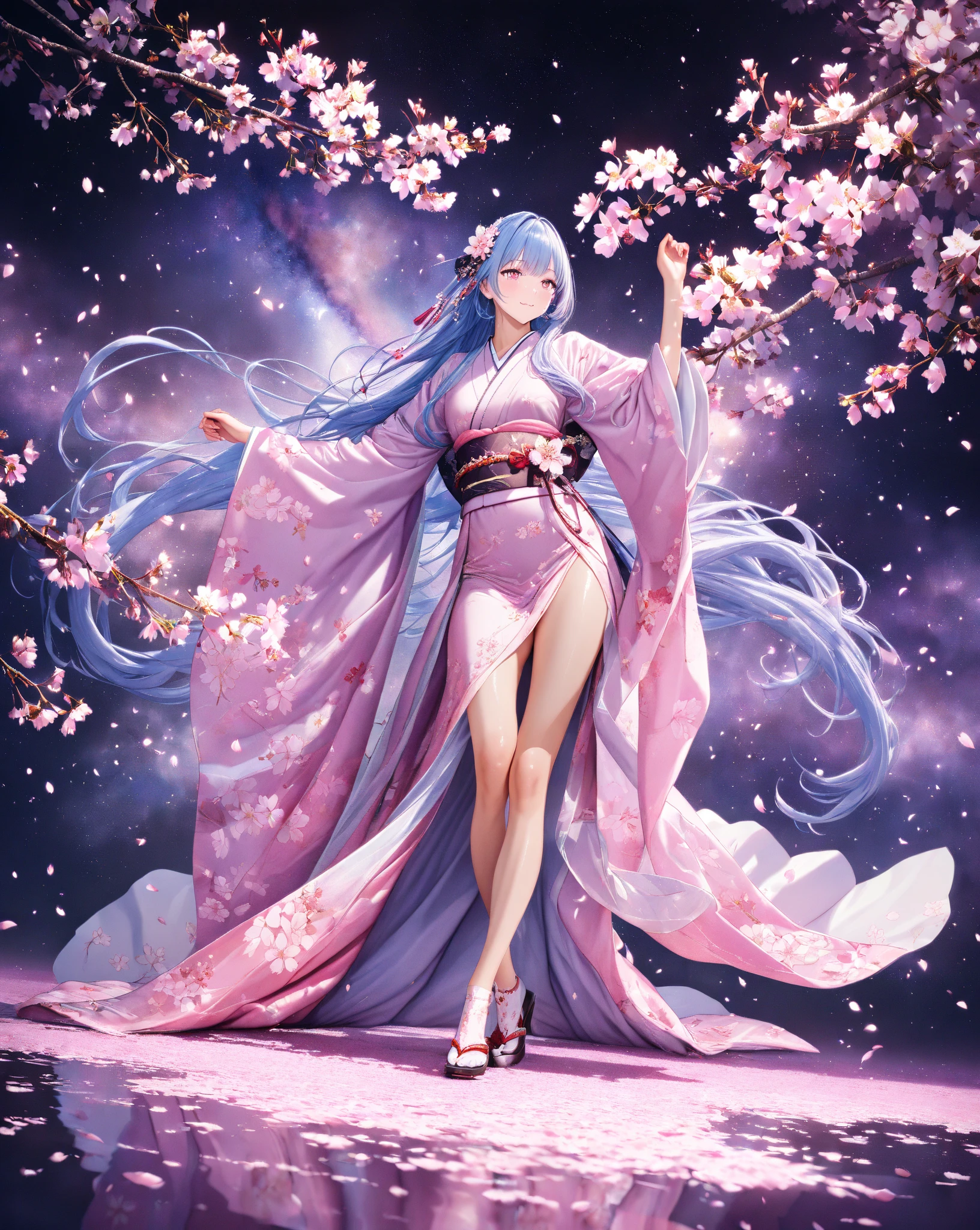 dark magician girl、MKSKS style、3 people、(highly detailed back ground:1.0)、(highly detailed back ground:1.0)、tmasterpiece、top-quality、super high image quality、16k、high detal、Blue eyes、from below、cotton candy、The upper part of the body、Looking back、Hair ornament with emerald、Reddish cheeks、A smile、(1/2 pink and 1/2 Light blue hair、Rainbow-colored hair、Forehead)、(Colorful kimono,There is a lot of drape、Rainbow pattern kimono:1.3、Light、soft、Fluffy)、Silver necklace、Silver bracelet、(Radial pattern:1.4)、beach party:1.4、BBQ tournament、Contest、wakame、wakame、wakame、wakame、wakame、wakame、wakame、wakame、wakame、wakame、wakame、wakame、wakame、wakame、wakame、wakame、wakame、wakame、wakame、wakame、wakame、wakame、wakame、wakame、wakame、wakame