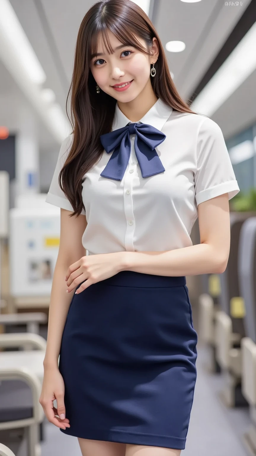 (Tabletop, Highest quality:1.4), Beautiful Face, 8k, 85mm, Absurd, from the front、1、1、((Very cute high school :1.4))、((hotel lobby:1.4))、(((White short-sleeved shirt for school uniform:1.4)))、 ((Cowboy Shot:1.5))、Delicate, alone、((Dark blue pleated skirt:1.4))、((Navy blue student bow tie:1.4))、((Dark blue socks:1.4))、((Dark blue panties:1.4))、((Short Hair:1.4))、Show Viewer, Upper Body, Film Grain, chromatic aberration, Sharp focus, Face Light, Professional Lighting, Sophisticated, (Troubled expression:1.4), ( background, Bokeh background:1.2), ((smile:1.4))、detailed aspects、