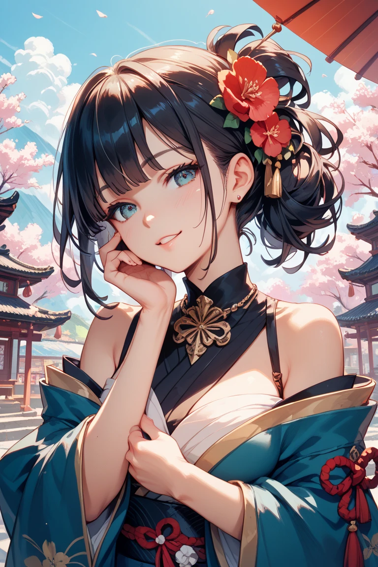 masterpiece, (最high quality), ((Most detailed)), Depth of written boundary, Beautiful girl, Beautiful Face, nature, Spirit, flower, Colorful sunset landscape, Flowers, butterfly, Glowing Dress, element, Random hairstyle,masterpiece, 最high quality, high quality, High resolution, Big Tits, ((Upper body portrait)), Random pose、Upper body portrait