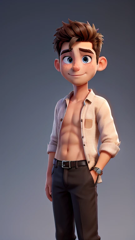 Shirtless Cute Boy with BLACK Shorts, Barefeet and Stage background