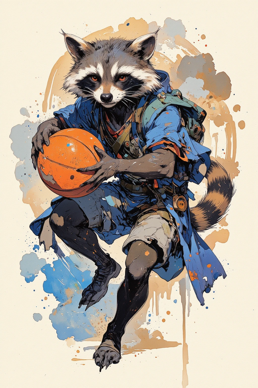 
(((article, "NBA ", Add text"NBA", holographic big font) {x},(best quality)))、(super high image quality)、(Super Detail)、(detailed description)、(Best CG ))、(masterpiece)、ArsMJStyle、(Zen ink wash painting)、raccoon , basketball