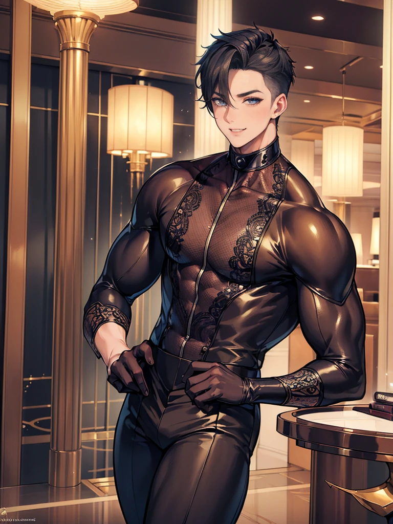 (tmasterpiece,超高分辨率,16k UHD,high qulity),low tune,full bodyesbian,looking at viewert,Shirtless, One-piece tights,tmasterpiece,sitted,Grab short hair, Black eyes,roast, ssmile,, Clip dragging, Seoul, dregs,(small heads),Precise anatomy,Precise hand structure,Wear only one-piece tights,Unity 16K wallpaper,concept-art,One guy,8K eyes,(((Mature male))),((largeeyes:1.3)),(short detailed hair),((1 American Bizo)),(photorealiscic face:1.8),broad shoulder,slips,(full bodyesbian:1.6),Male 18,