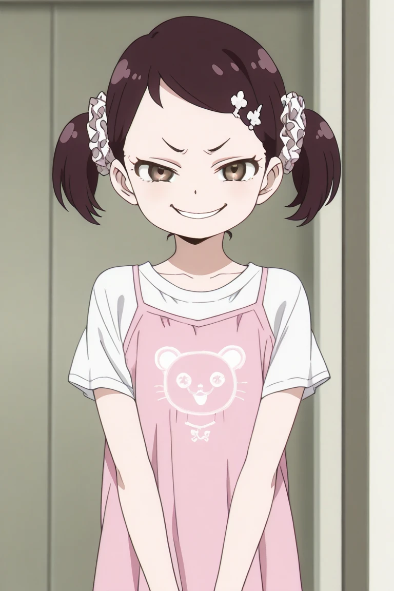 Browsing Caution,A work depicting a scene from a manga for adults, ((sitting on top a table, Small breasts))), Pleated skirt, Short length camisole,Knee-high socks,blush, Round face, Big eyes,blush, A shy smile, Spread your legs,(cum in Pussy:1.8), Shut your mouth.,takagi_Mr. Miss.,(((Sweat)))