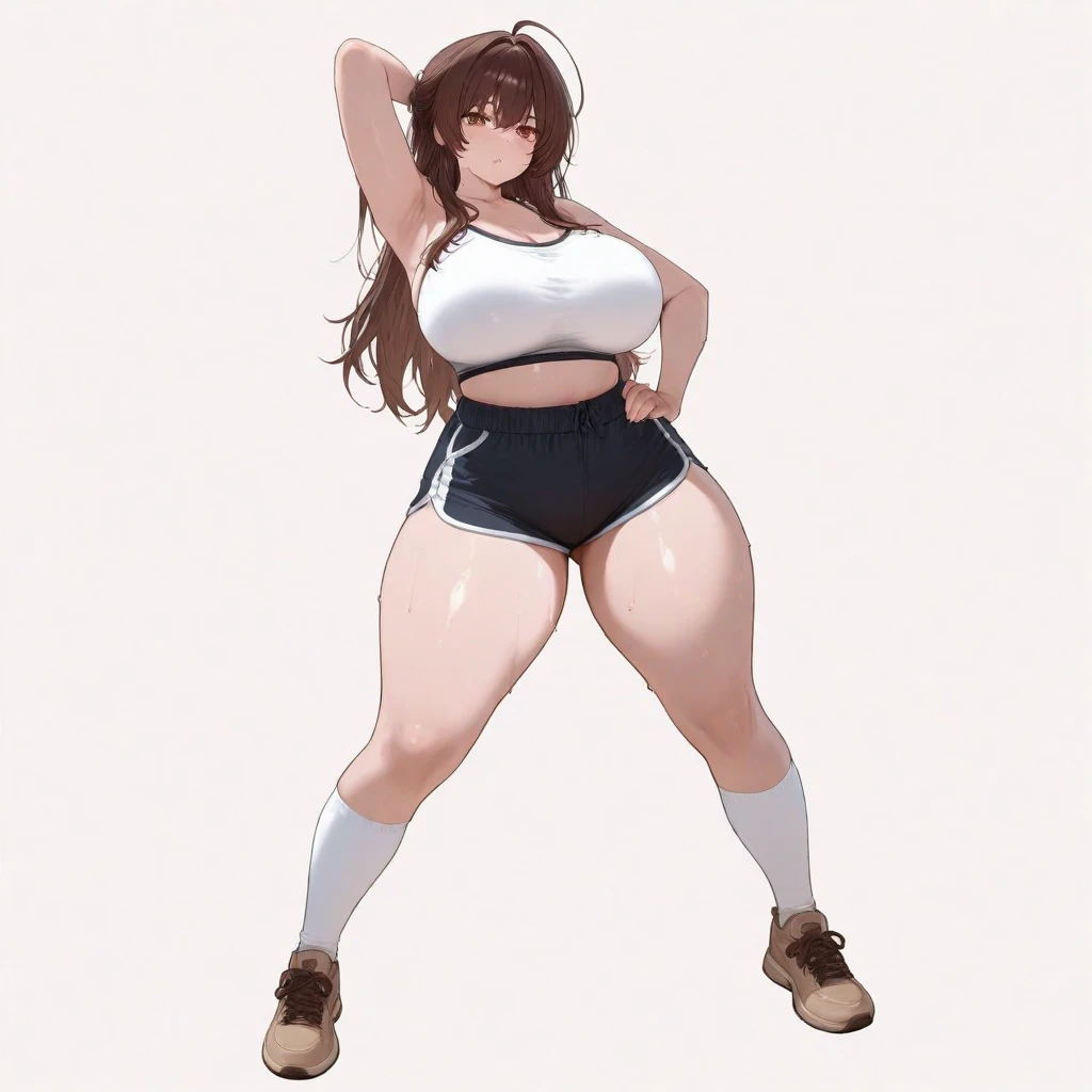 One Girl,Precise five fingers,{Knee-high socks}、(((Wide Hips)))、 (((Plump thighs)))、((Big Ass))、(Big Breasts) Embarrassed look,whole body、Sexy pose