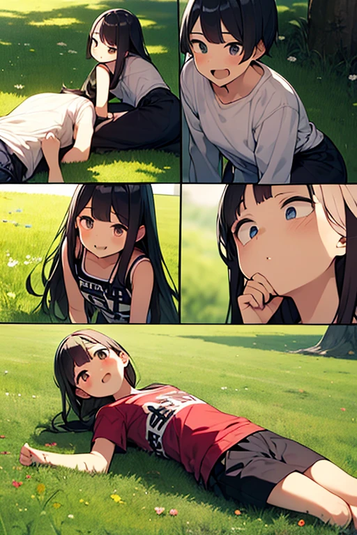 The face still hasn't changed, The clothes were modified, Ragged beggar, Ragged, Ragged衣服, lying on the grass ground