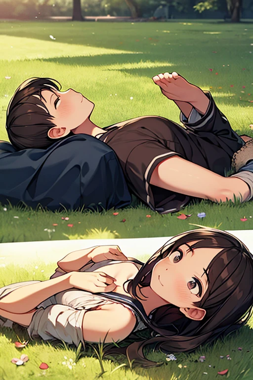 The face still hasn't changed, The clothes were modified, Ragged beggar, Ragged, Ragged衣服, lying on the grass ground