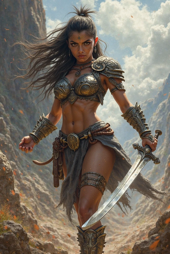 Warrior girl, sword, war, wounded, american beauty, angry