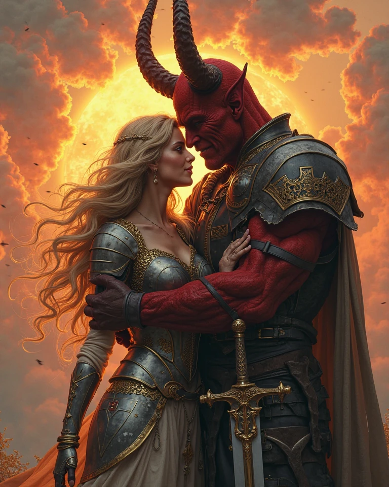 Create a book cover that talks about the love between a human and a demon 