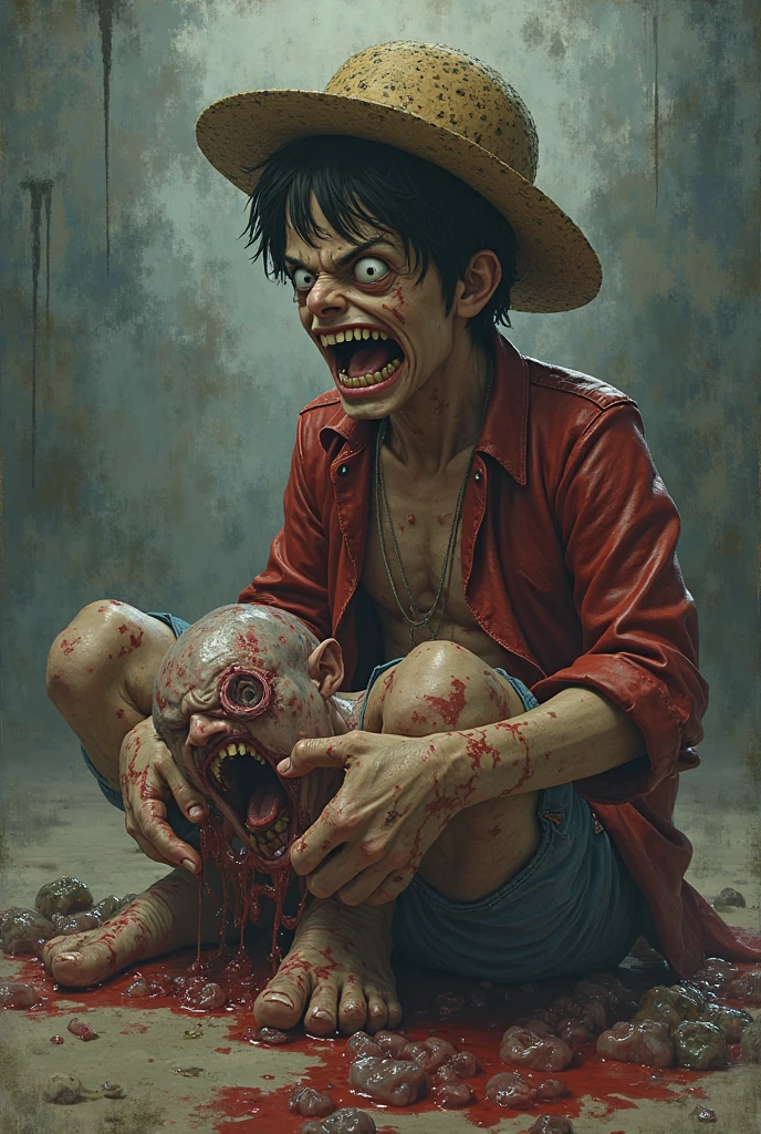 a butcher boy, by Ismail Inceoglu, "crazy smile, <lora:crazyExpressions_crazyExpressions:1>", goth makeup, <lora:gothGirlLora_v10:0.7>