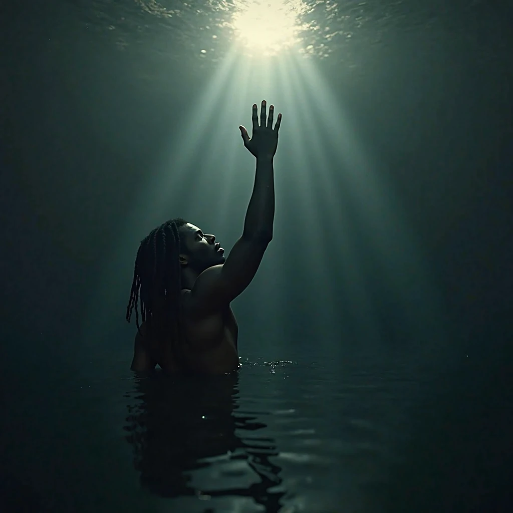 (best quality, art), 1 girl, dark skin, diving in clear water, Dread blocks, particles, looking at the audience, 8K resolution, contempt, pride clear water, realistic, photography, Photo of the Week, RAW, beautiful, ( finely detailed skin), dark, moist, moist skin, reflection artwork) (perfect proportion) (realistic photo) (best quality) (detailed) photographed on a Canon EOS R5, 50mm lens, f/2.8, hdr, ( 8K) (wallpaper) (cinematic lighting) (dramatic lighting) (sharp focus) (complex)