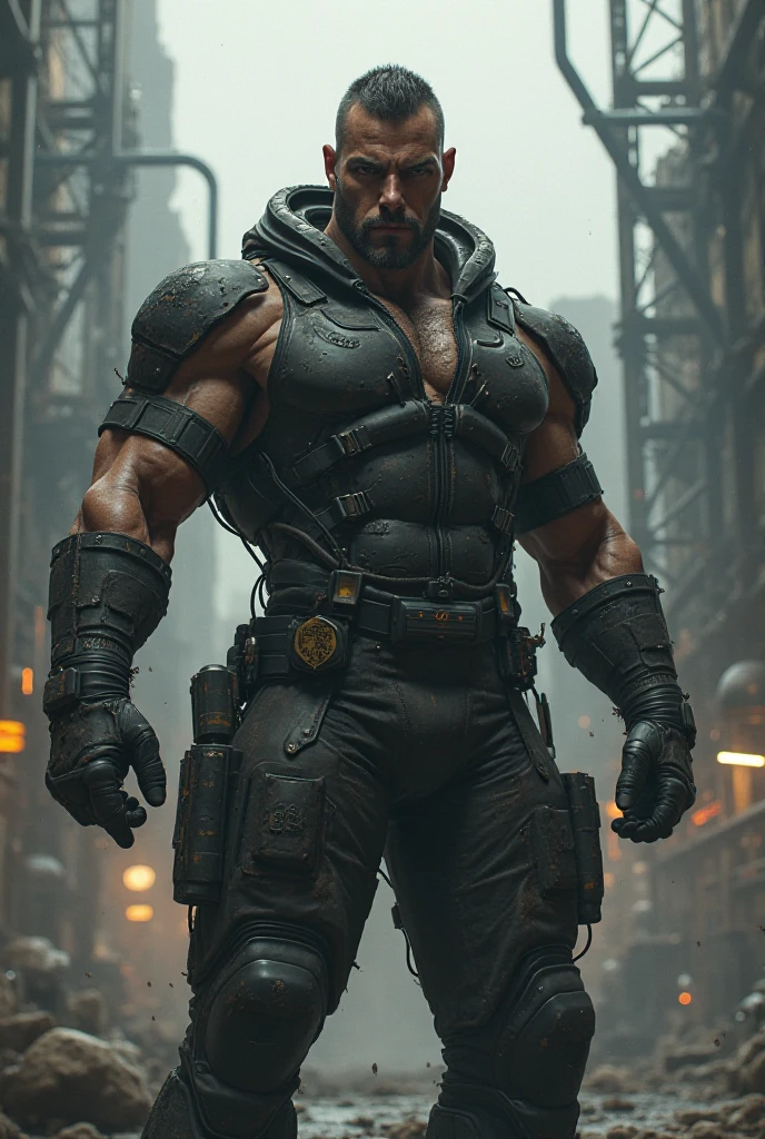 Body man definition big cyber body dark and worn clothes