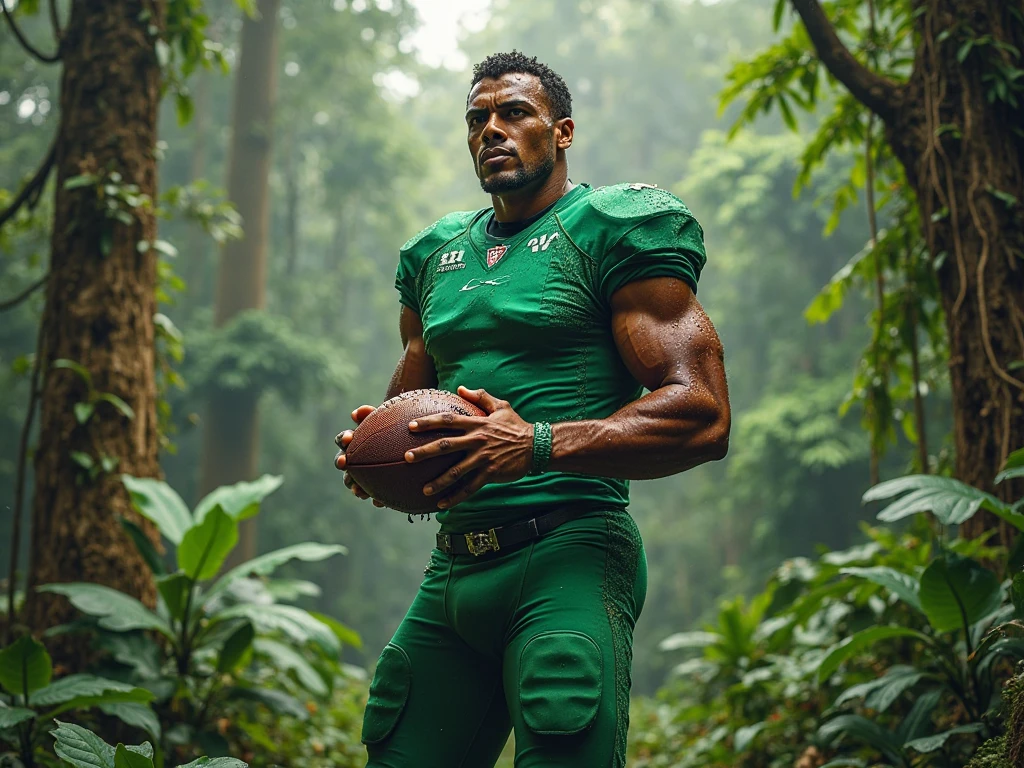 A very hot and muscular black gay man in police clothes in a gay forest