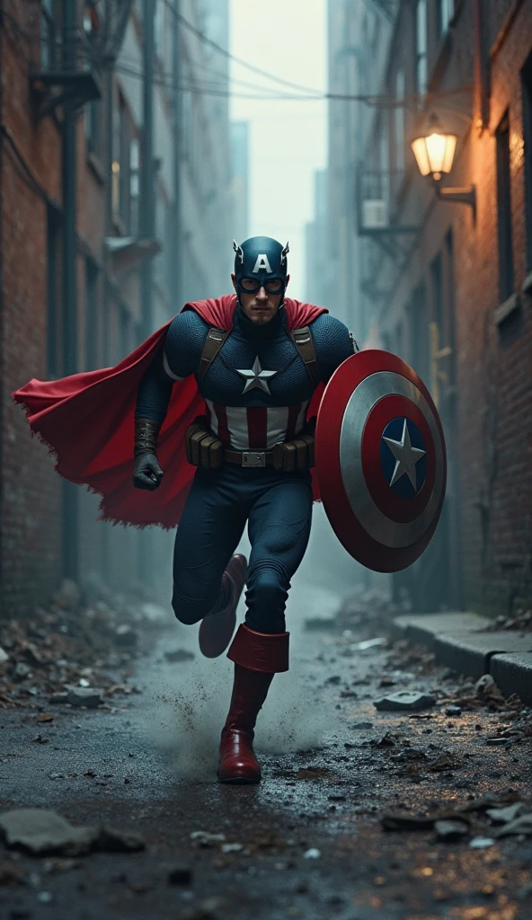 Captain America sadak par bhagte hue bhoot se darkar