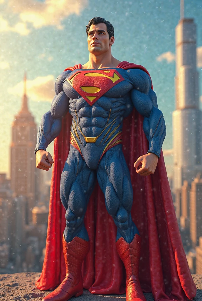 superman ,8k 壁纸, arte ultra-detalhada, cinematic lighthing, fotos realistas, Dark_Fantasy, Cyberpunk,  1man, mechanical marvel, robotic presence,  wearing a worn machine armor suit, foco nítido