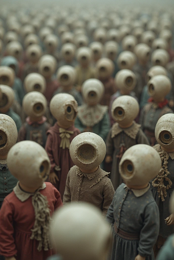 10 children wearing masks made of graffiti、creepy atmosphera、Dark forest background、Burning Shrine、the fire、Graffiti Mask、