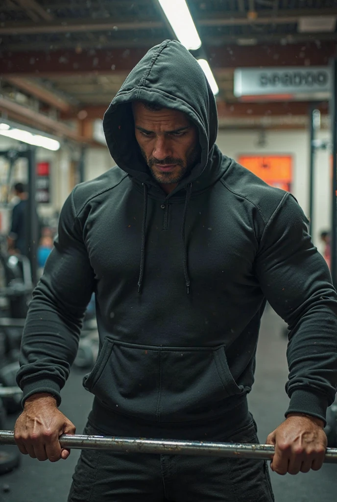 um close up de uma pessoa segurando um burro em uma academia, Corpo de Ernest Khalimov, slender and muscular build, musculine, Fisiculturista Ernest Khalimov, uso de esteroides, exaggerated muscle physique, symmetrical shoulders, big wide broad strong physique |, IFBB Corpo Fitness, Bowed muscles;, large muscles, muscular arms, definition muscular