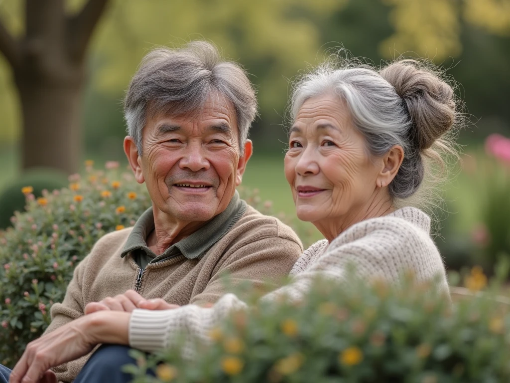 ((best quality)), ((masterpiece)), (detailed), Two kind old men，Grandpa and grandma，happy，serene，face close-up