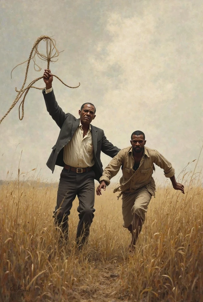White man whipping a black man