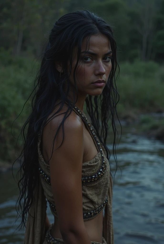 photo of JennaOrtega, fullbody portrait, Amazon Jungle, naked, nsfw, ((open-toe platform high heels)), (extremely detailed CG unity 8k wallpaper), Intricate, High Detail, Sharp focus, dramatic, photorealistic, (twin braids), (looking down at viewer), (detailed pupils:1.2), dimly lit, cum in mouth, open mouth